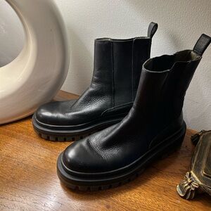 Zara Black Leather Combat Boots
